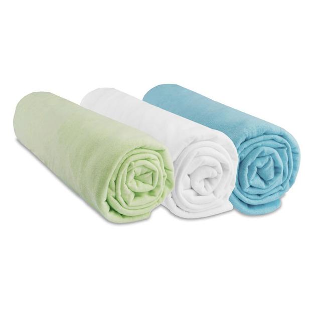 Drap housse 32x72 Bébé Coton Anis Blanc Turquoise (Lot de 3)