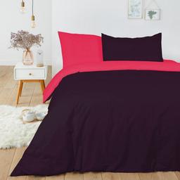 Parure de lit 240x260 Coton Prune_Fushia