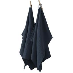 Lot de 2 essuie-mains 100% Gaze de Coton - Bleu Minuit