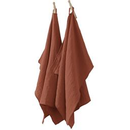 Lot de 2 essuie-mains 100% Gaze de Coton - Terracotta