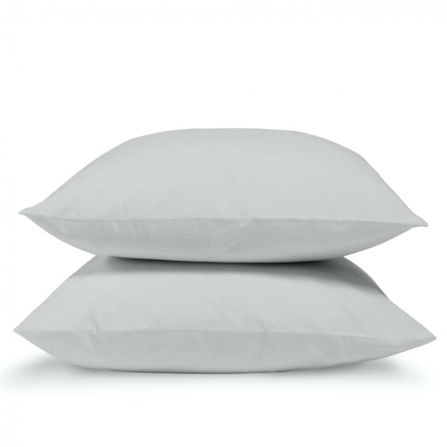 Lot de 2 taies d'oreiller 65x65cm percale de coton gris clair