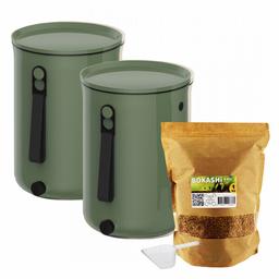 Lot de 2 Bokashi Organko 2 Olive (9,6L) + 1 kg d'Activateur EM-1