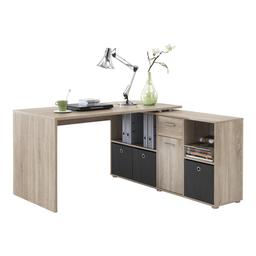 Bureau d'Angle Modulable avec Caisson, Tiroir et Étagères - Lex