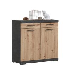 Commode de Rangement 2 Portes 2 Tiroirs L80cm - Bristol