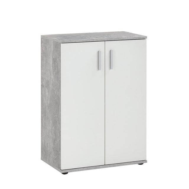 Commode avec 2 Portes L60 cm Béton et Blanc - Albi