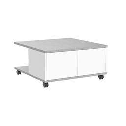 Table Basse sur Roulettes 2 Tiroirs 2 Niches L70 cm - Twin