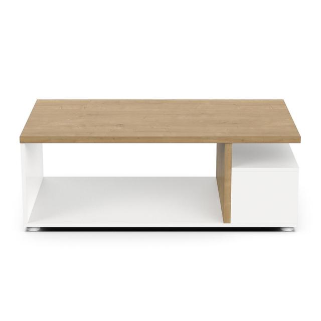 Table basse 3 niches décor chêne et blanc mat L91,8 cm - ACCESS