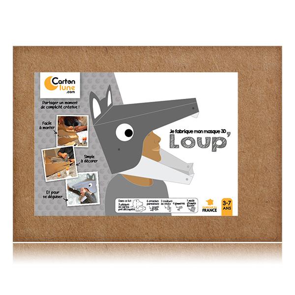 KIT CRÉATIF MASQUE 3D LOUP ARTICULÉ POUR ENFANT