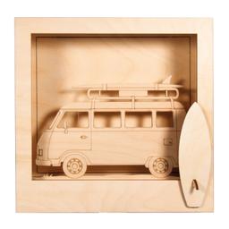 Kit Déco Cadre 3D à faire soi-même - Camping Car en bois - 24 cm