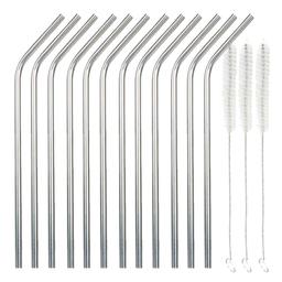 12 pailles réutilisables en inox 21 cm