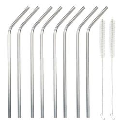 8 pailles réutilisables en inox 21 cm