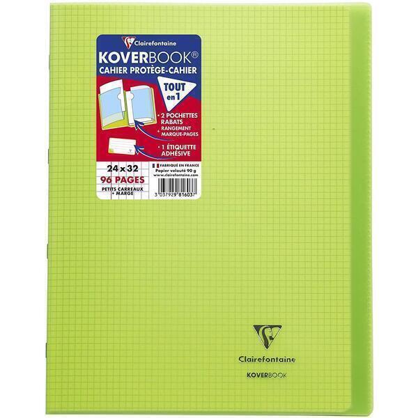 Koverbook Cahier Protège-cahier 24x32cm 96 pages Q.5x5 Vert