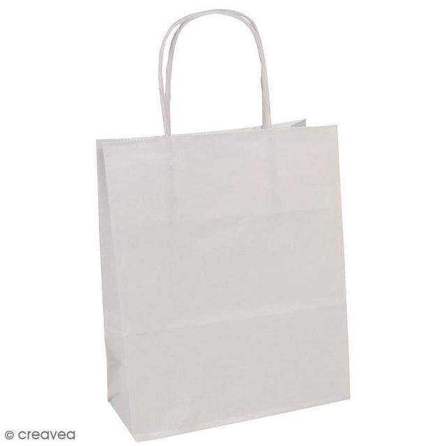 Sac en papier Kraft blanc - 16 x 21 x 8 cm - 25 pcs