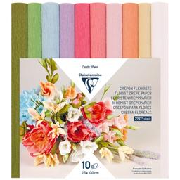 Assortiment de papiers crépon fleuriste - Pastels - 10 rouleaux