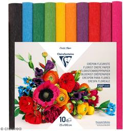 Assortiment de papiers crépon fleuriste - Vifs - 10 rouleaux de