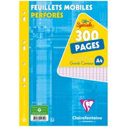 Feuilles mobiles perforées A4 - Grands carreaux - 300 pages