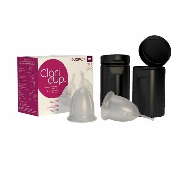 Duopack Claricup Colorless et leurs box stérilisation T3