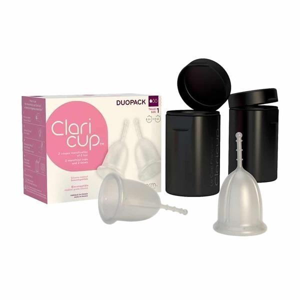 Duopack Claricup Colorless et leurs box stérilisation T1