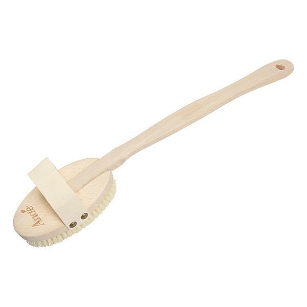 Brosse de Massage avec Manche en Bois et Soie Naturelle - 43 cm