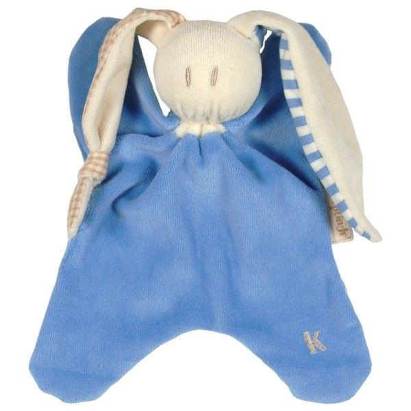 Doudou bleu en coton bio 17 cm