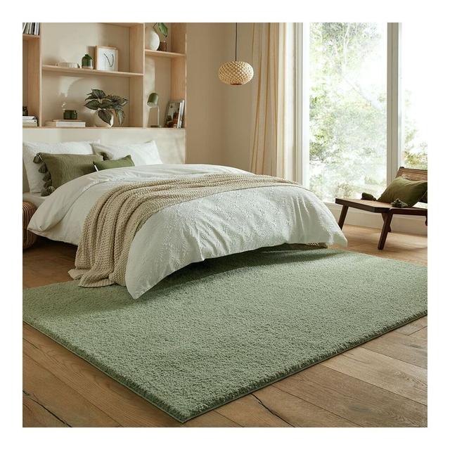 Tapis uni lavable en machine polyester recyclé moderne Fluffy