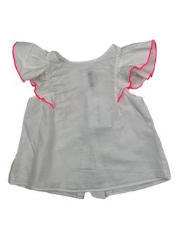 JACADI 2 ans Blouse blanch détails rose fluo