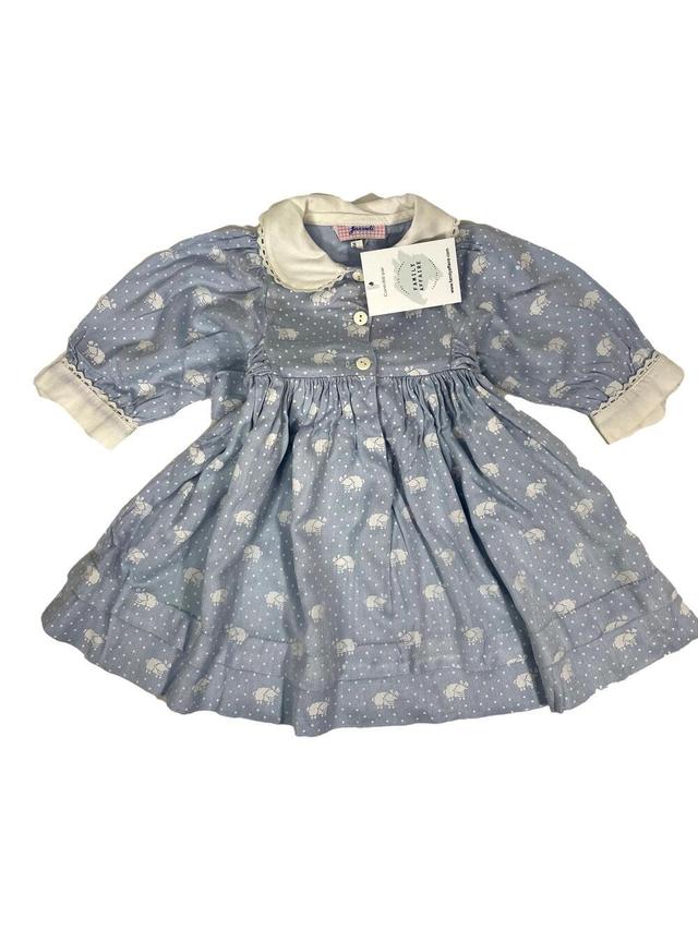 JACADI 6 mois Robe bleu a pois vintage