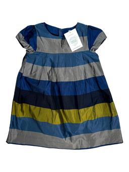 JACADI 4 ans Robe irisée bleu gris jaune