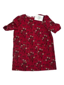 BONPOINT 4 ans robe velours rouge a fleurs