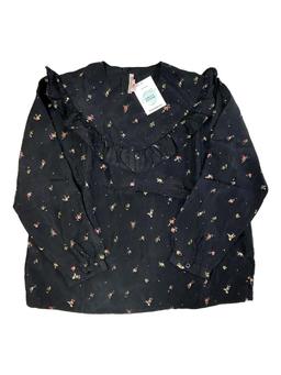 BONPOINT 12 ans chemise en soie noire petites fleurs