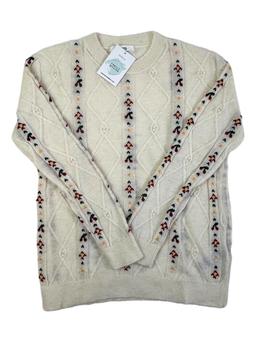 BONPOINT 14 ans pull ecru en laine  broderies fleurs