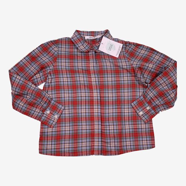 BONPOINT 6 ans Chemise à carreaux rouge et bleue