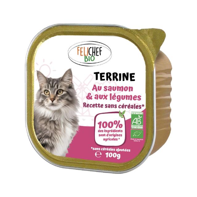 Terrine sans céréales chat saumon et légumes 100g