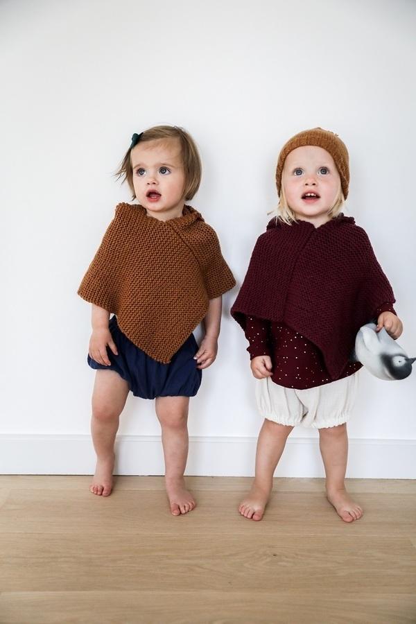 Le poncho prune à tricoter soi-même en kit 3/6ans