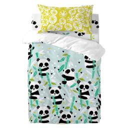 Parure housse de couette Panda garden blue