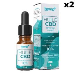 Lot 2 Huiles CBD MENTHE POIVRÉE 3000mg / 30%, sans THC (10ml)