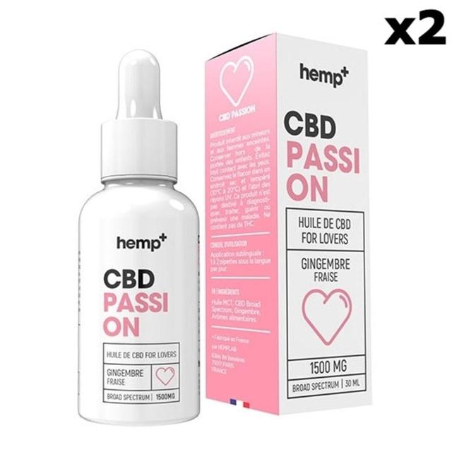 Lot 2 Huiles CBD Aphrodisiaque PASSION 4500mg sans THC (2x30ml)