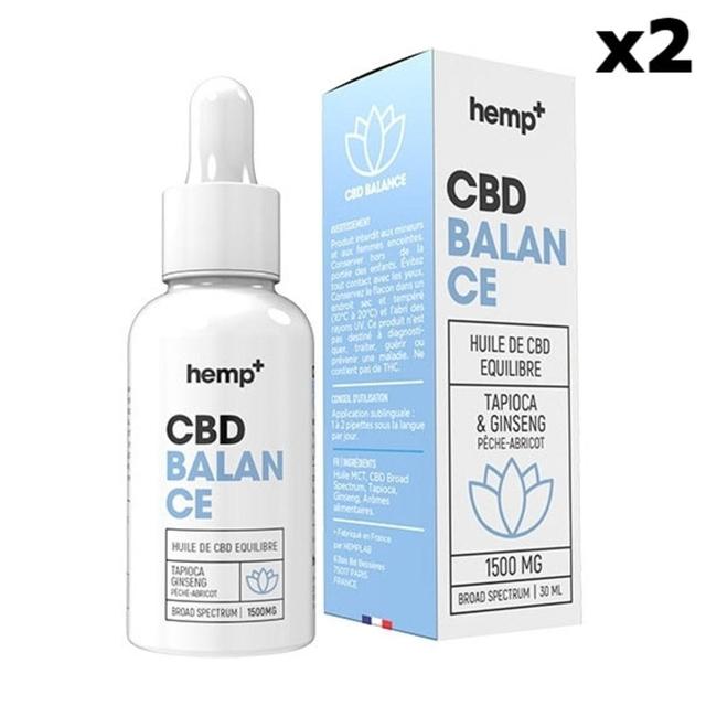 Lot 2 Huiles CBD BALANCE 3000mg, 10%, sans THC (2x30ml)