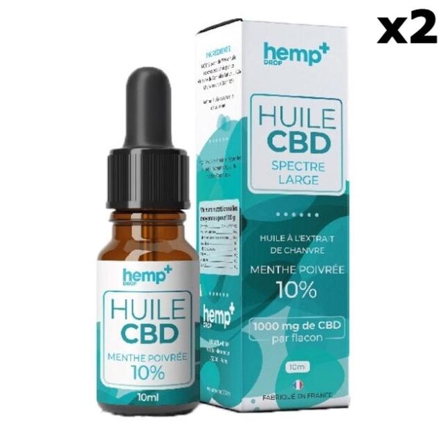 Lot 2 Huiles CBD MENTHE POIVRÉE 4000mg / 40%, sans THC (2x10ml)