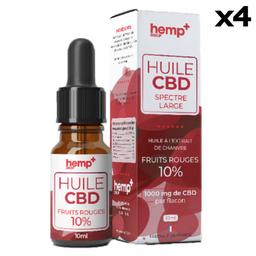 Lot 4 Huiles CBD FRUITS ROUGES 3000mg / 30%, sans THC (4x10ml)