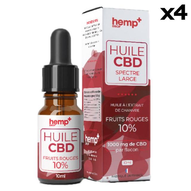 Lot 4 Huiles CBD FRUITS ROUGES 3000mg / 30%, sans THC (4x10ml)