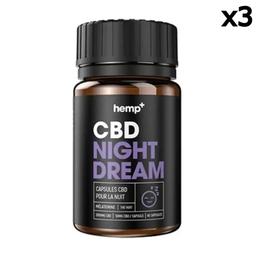 Lot 3 x 40 Gélules CBD Sommeil NIGHT DREAM 2000mg, sans THC