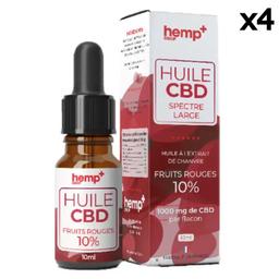 Lot 4 Huiles CBD FRUITS ROUGES 1000mg / 10%, sans THC (4x10ml)