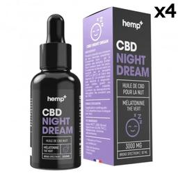 Lot 4 Huiles CBD NIGHT DREAM 4500mg, 15%, sans THC (4x30ml)