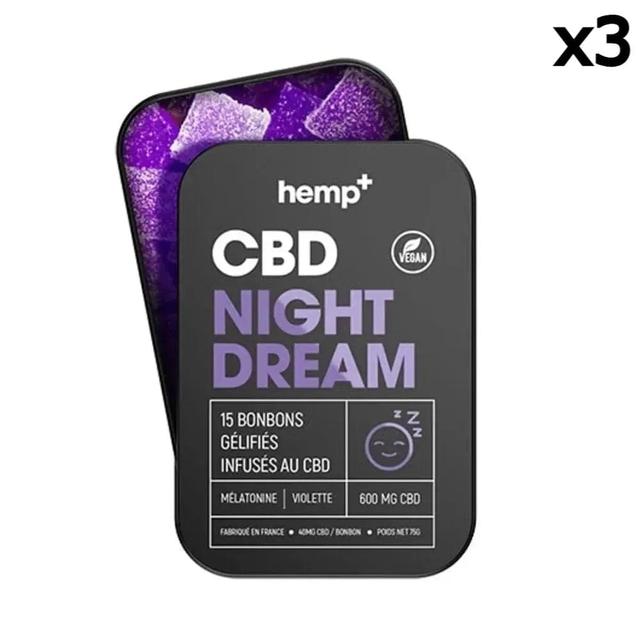 Lot 3 x 15 Gummies CBD Sommeil "NIGHT DREAM" 600mg, sans THC