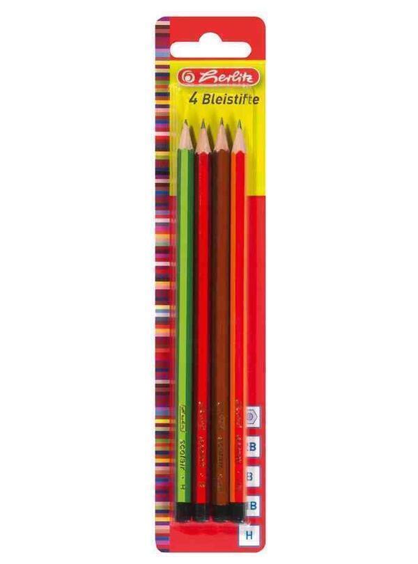 Lot de 4 crayons papier hexagonaux assorti dureté H, HB, B et 2B