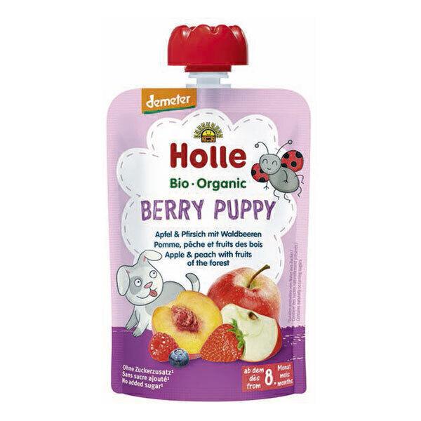 Gourde Berry Puppy pomme, pêche et fruits des bois 100g