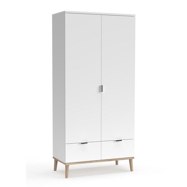 Armoire de rangement 2 portes en bois Blanc 180x90x55cm