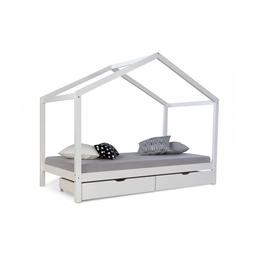 Lit cabane enfant  90x200 avec tiroirs bois Blanc