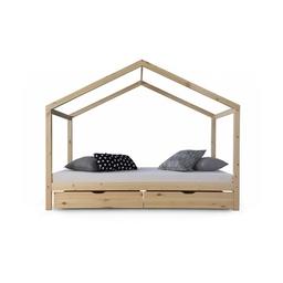 Lit cabane enfant  90x200  avec tiroirs bois Naturel